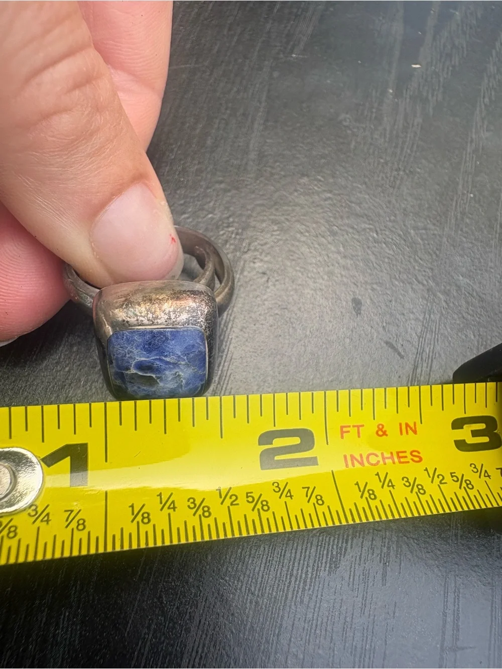 Mexico Sterling Silver Blue Sodalite Rectangle Ring - Size 7 Adjustable
